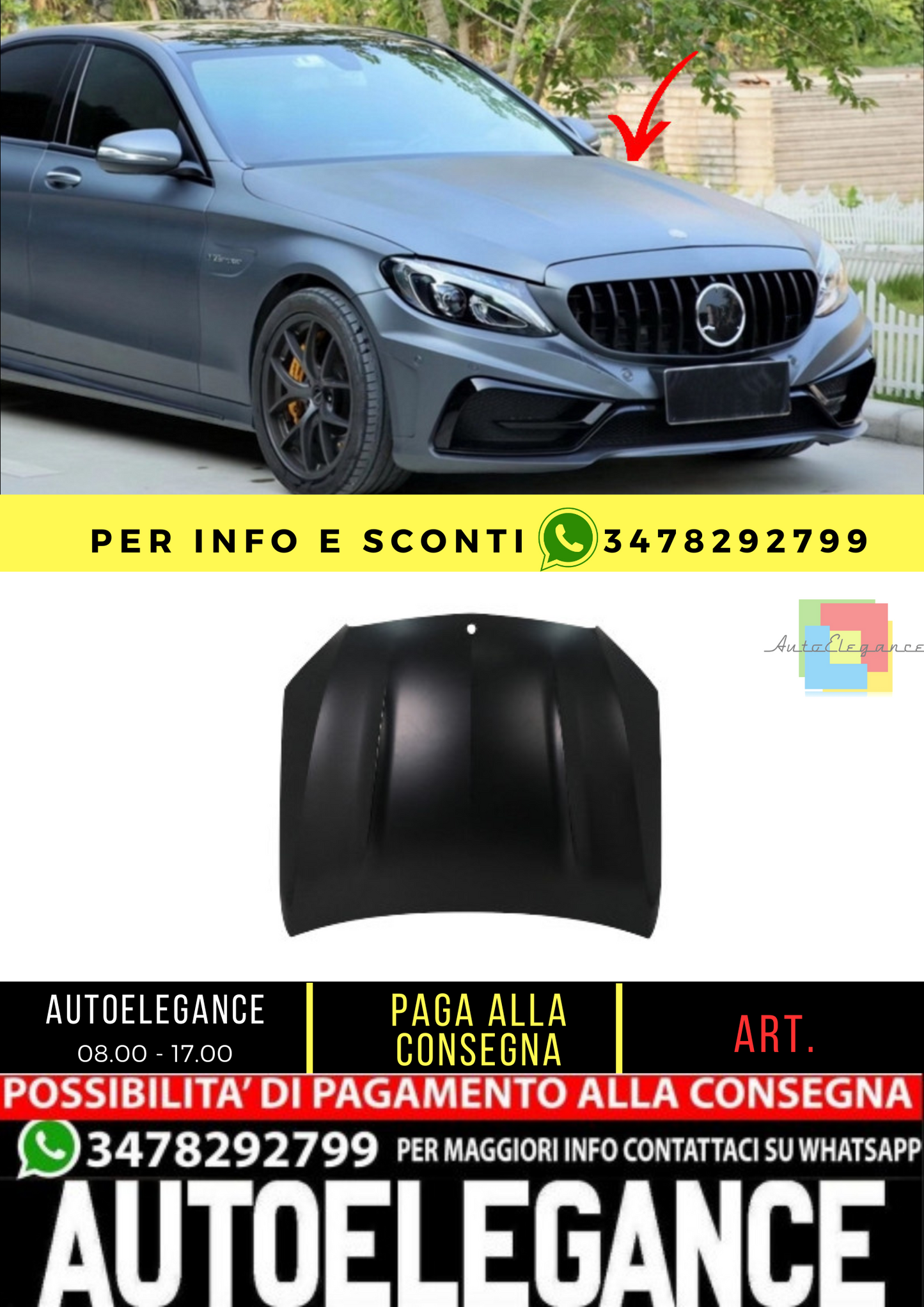🔥Cofano anteriore adatto per Mercedes Classe C W205 S205 C205 A205 (2013-2021🔥