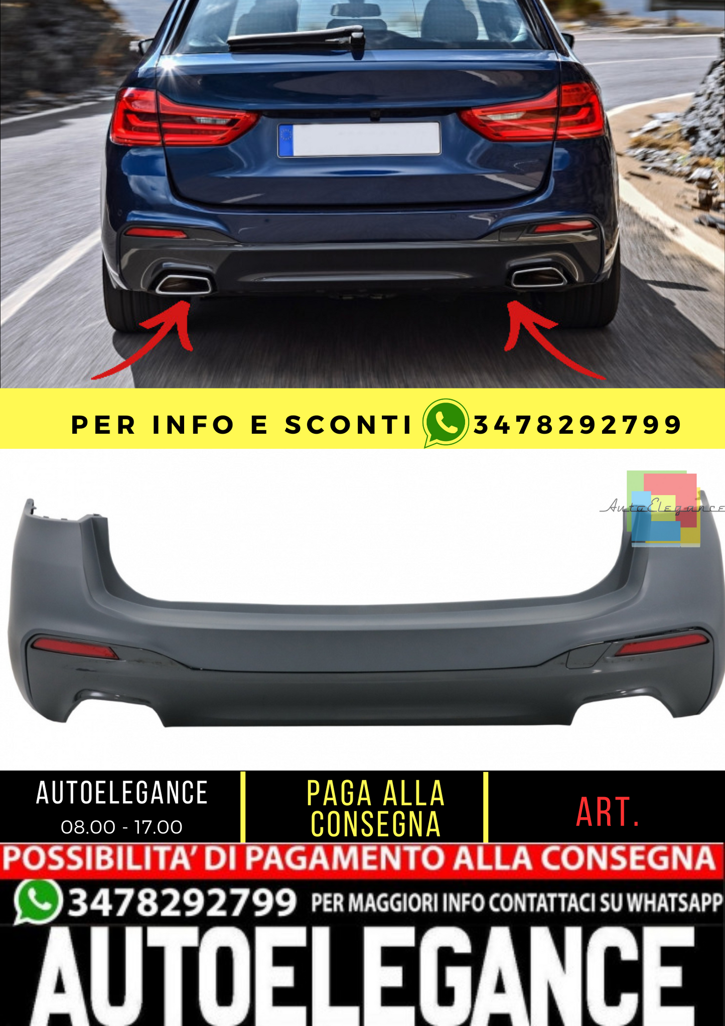 🔥Rear bumper suitable for BMW 5 Series Touring G31 (2017-up) M-Technik D🔥 