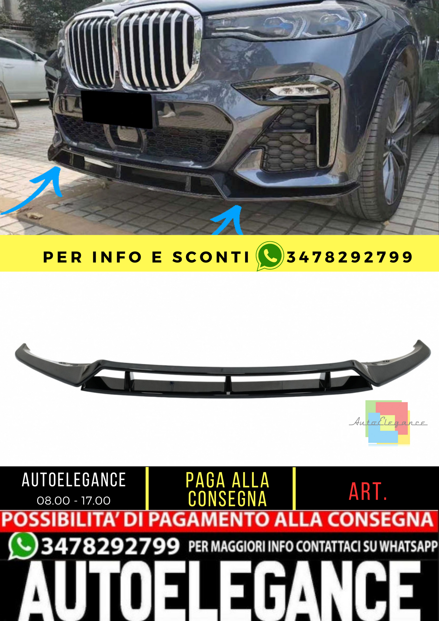 🔥splitter paraurti anteriore adatto per BMW X7 G07 LCI M Sport (20-Up) Piano🔥