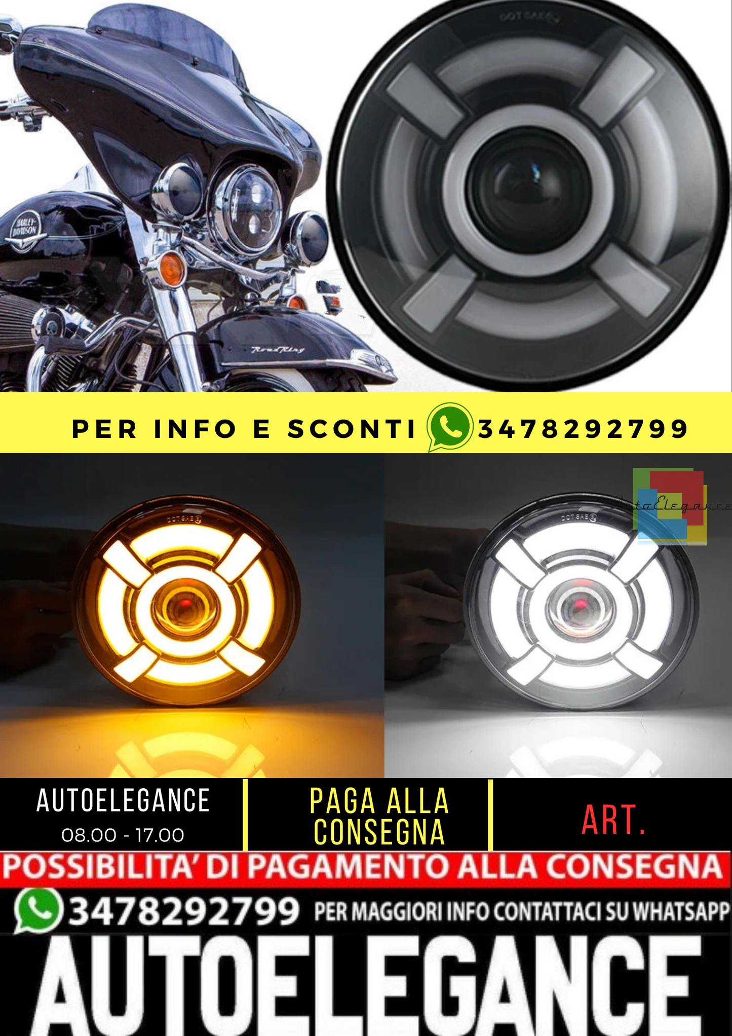 🔥pollici Moto auto Led faro con indicatore di direzione ambra per JeepWRANGLE🔥