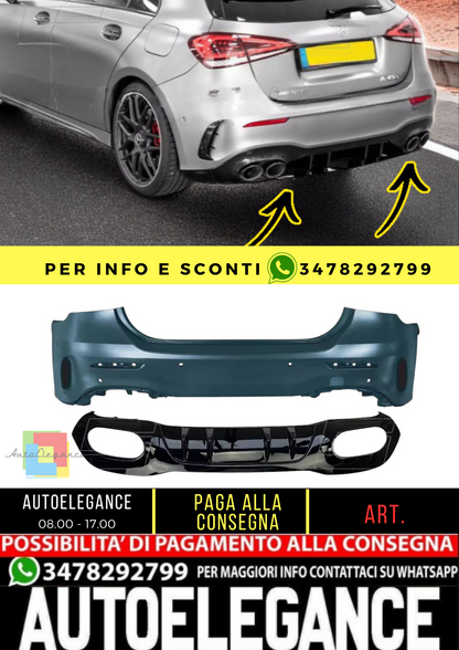 🔥Paraurti posteriore A45 AMG Look per Mercedes Classe A W177 Hatchback 18-On🔥