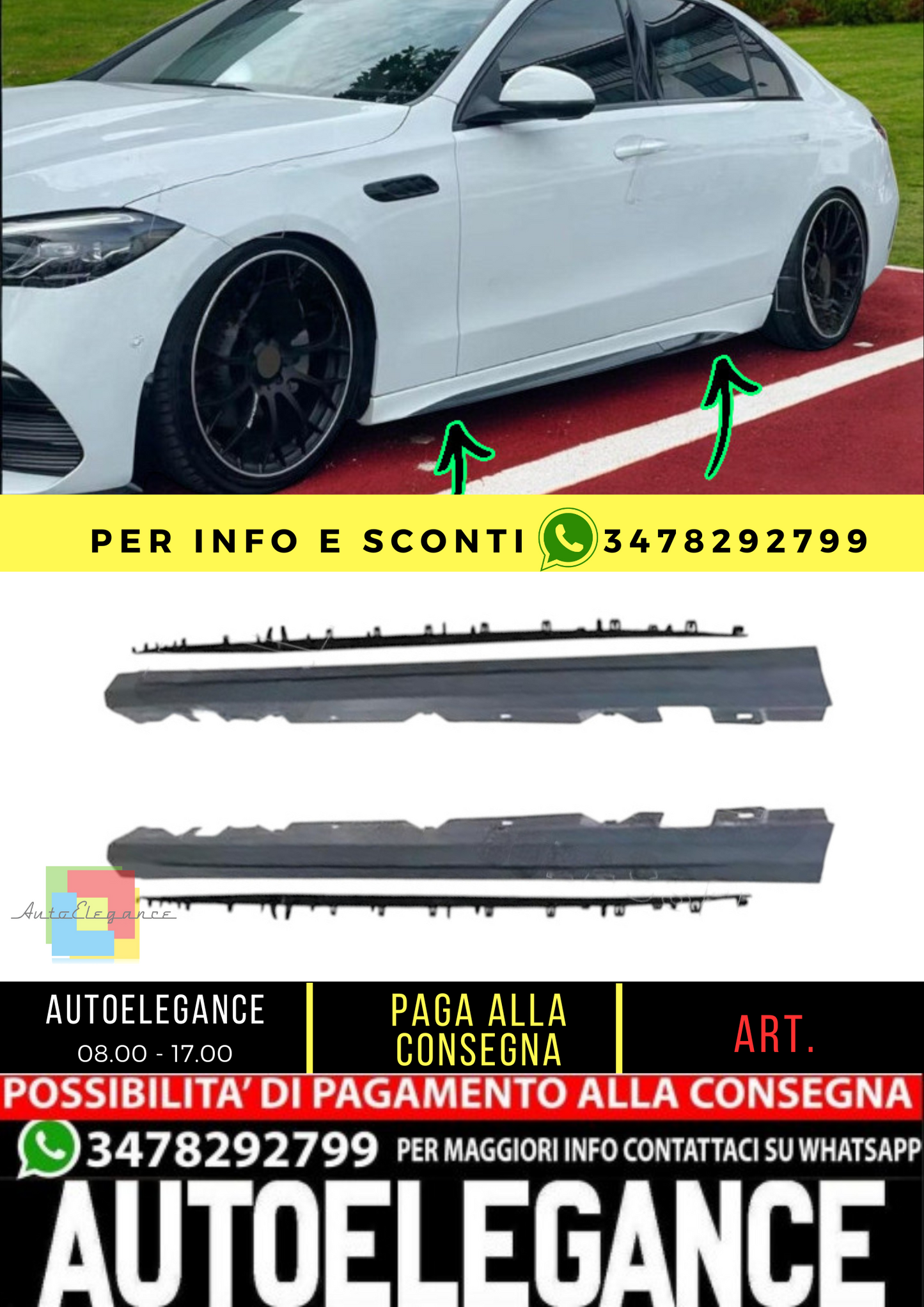 🔥Set minigonne laterali C63 AMG Look adattoper Mercedes Classe C (W206) 🔥