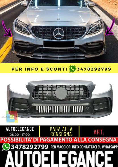 🔥Paraurti anteriore con griglia nera adatto per Mercedes Classe C (W205) 🔥