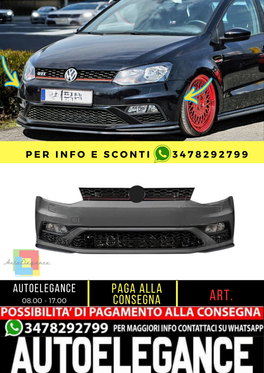 🌟Front bumper GTI Facelift and fog lights for VW Polo V 6R, 6C 09-17🌟