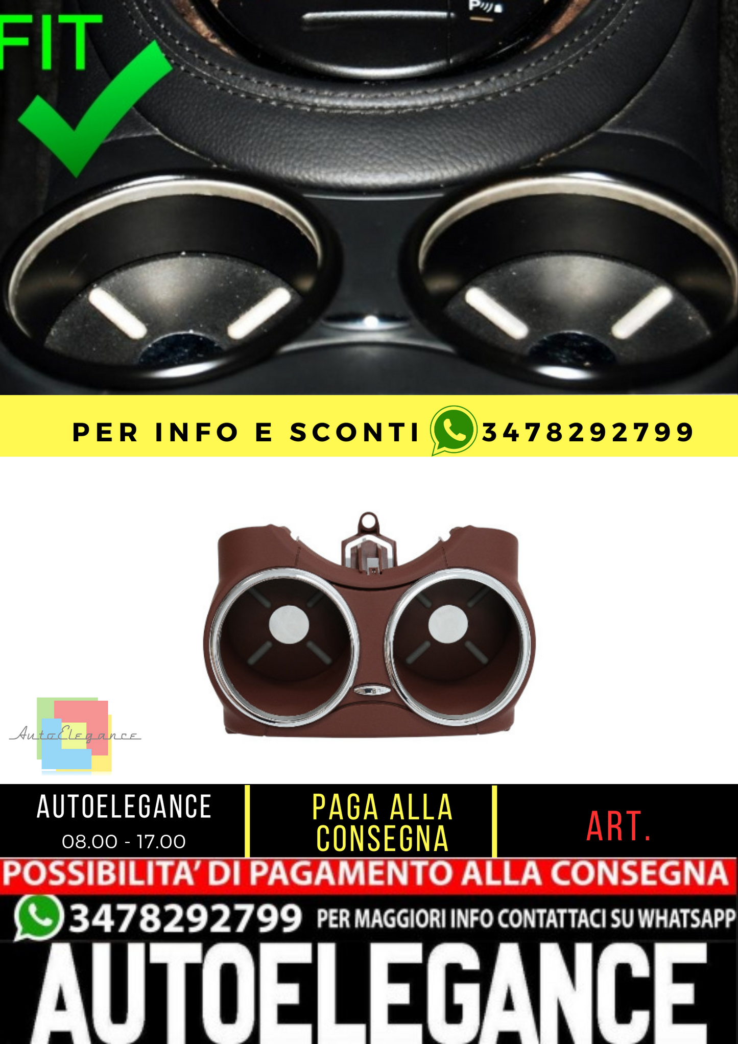 🔥Portabicchieri doppio anteriore adatto per Mercedes CLS C219 W219 03-10 Ross🔥