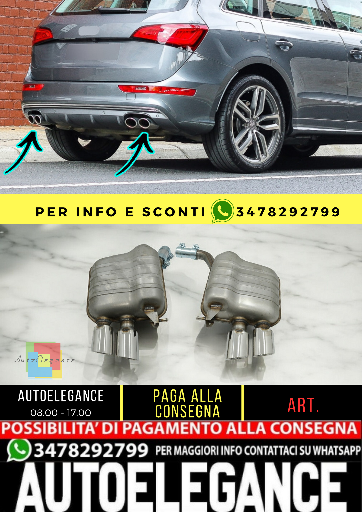 ✨Sistema di scarico completo con doppi terminali di scarico adatti per Audi Q5 ✨