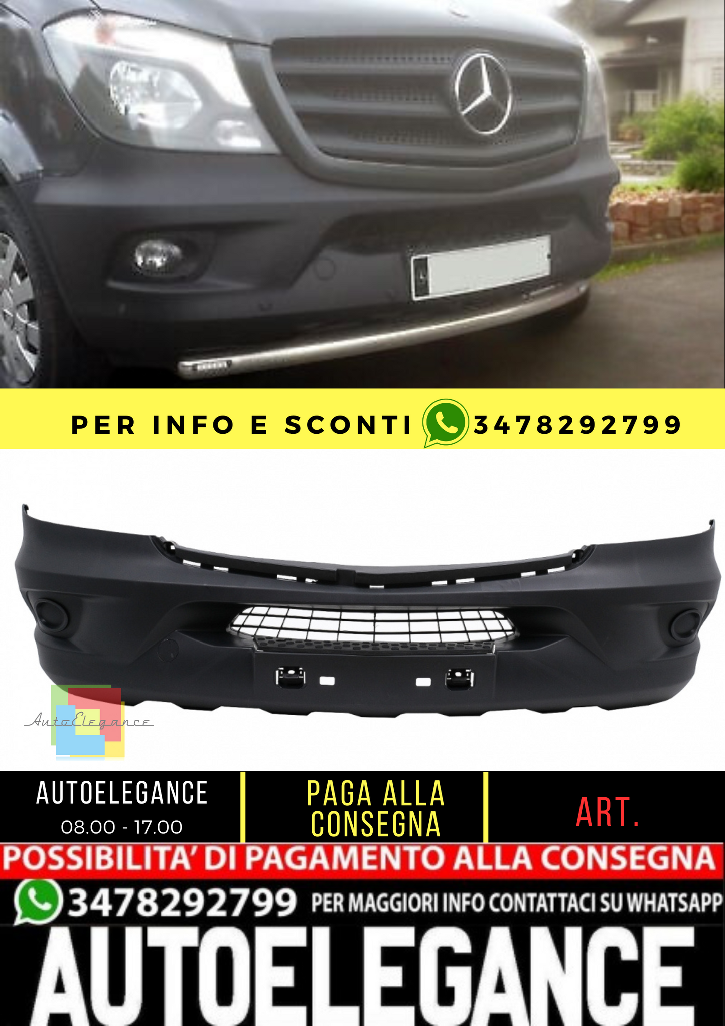 Paraurti anteriore adatto per Mercedes Sprinter 906 NCV3 (2014-2018)