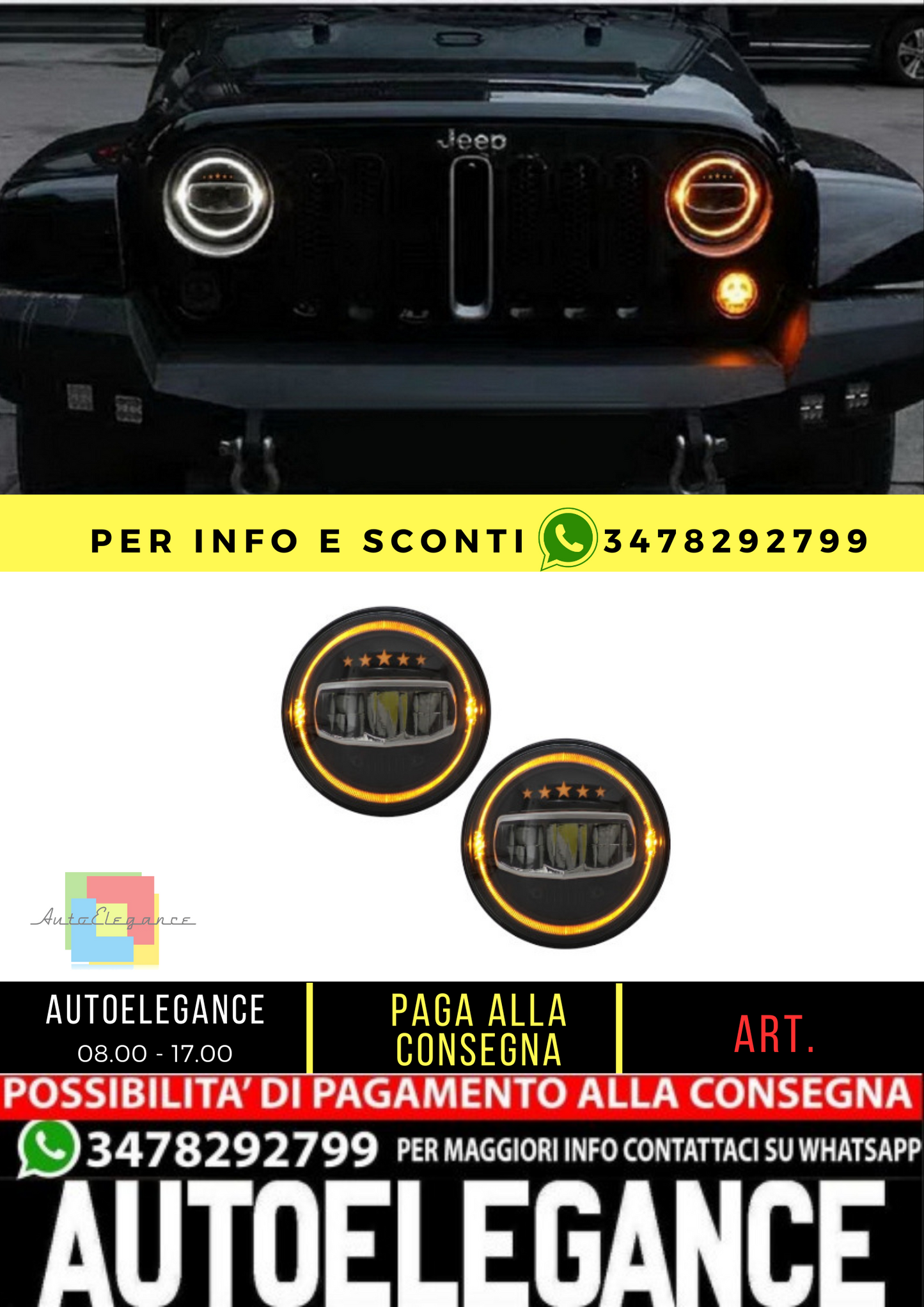💥Fari a LED da 7 pollici Angel Eye DRL adatti per Jeep Wrangler 97-17💥