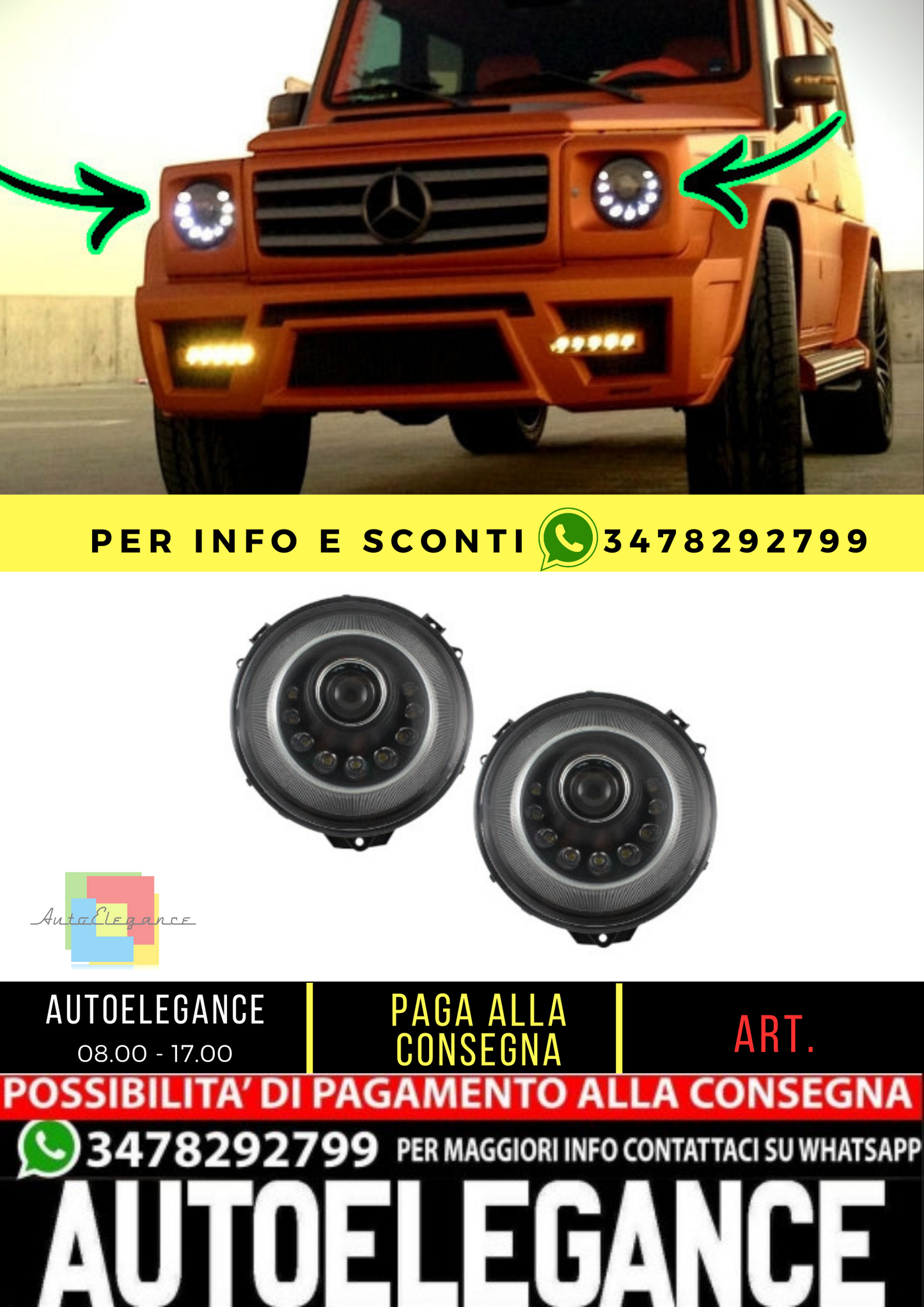 🔥Fari a LED adatti per Mercedes Classe G W463 05-17 Bi-Xenon M-Look 🔥