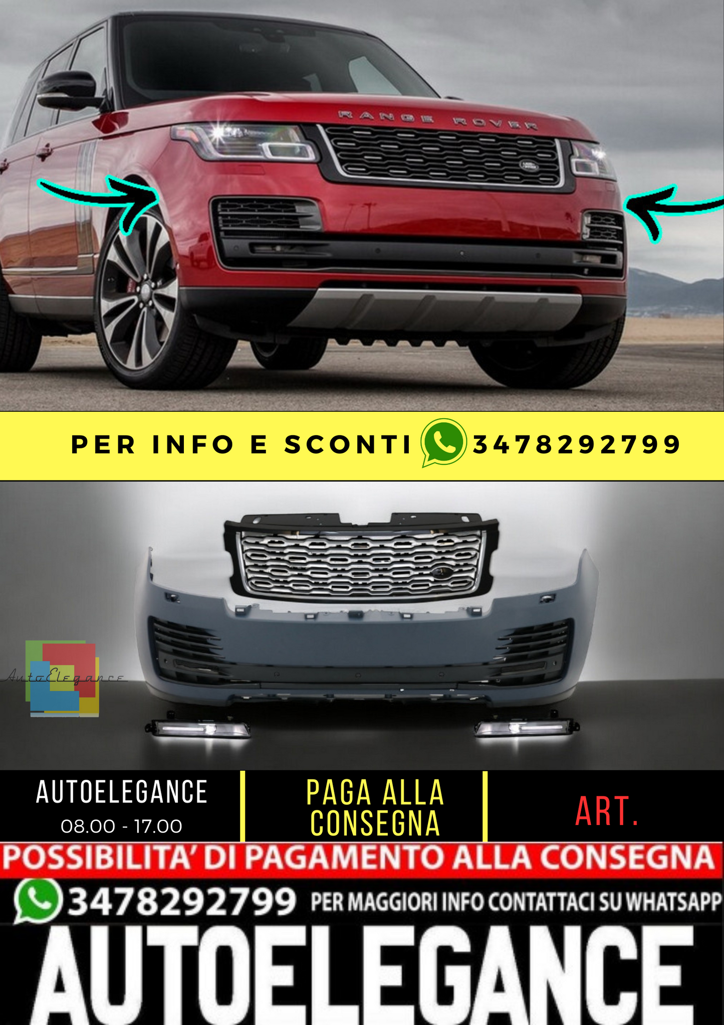 🔥Paraurti anteriore completo adatto per Land Range Rover Vogue IV L405 18-20🔥