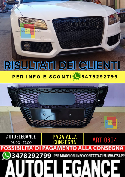 🔥0604 GRIGLIA ADATTA PER AUDI A5 2007-2011 LOOK RS5 NERA DESIGN SPORTIVO🔥