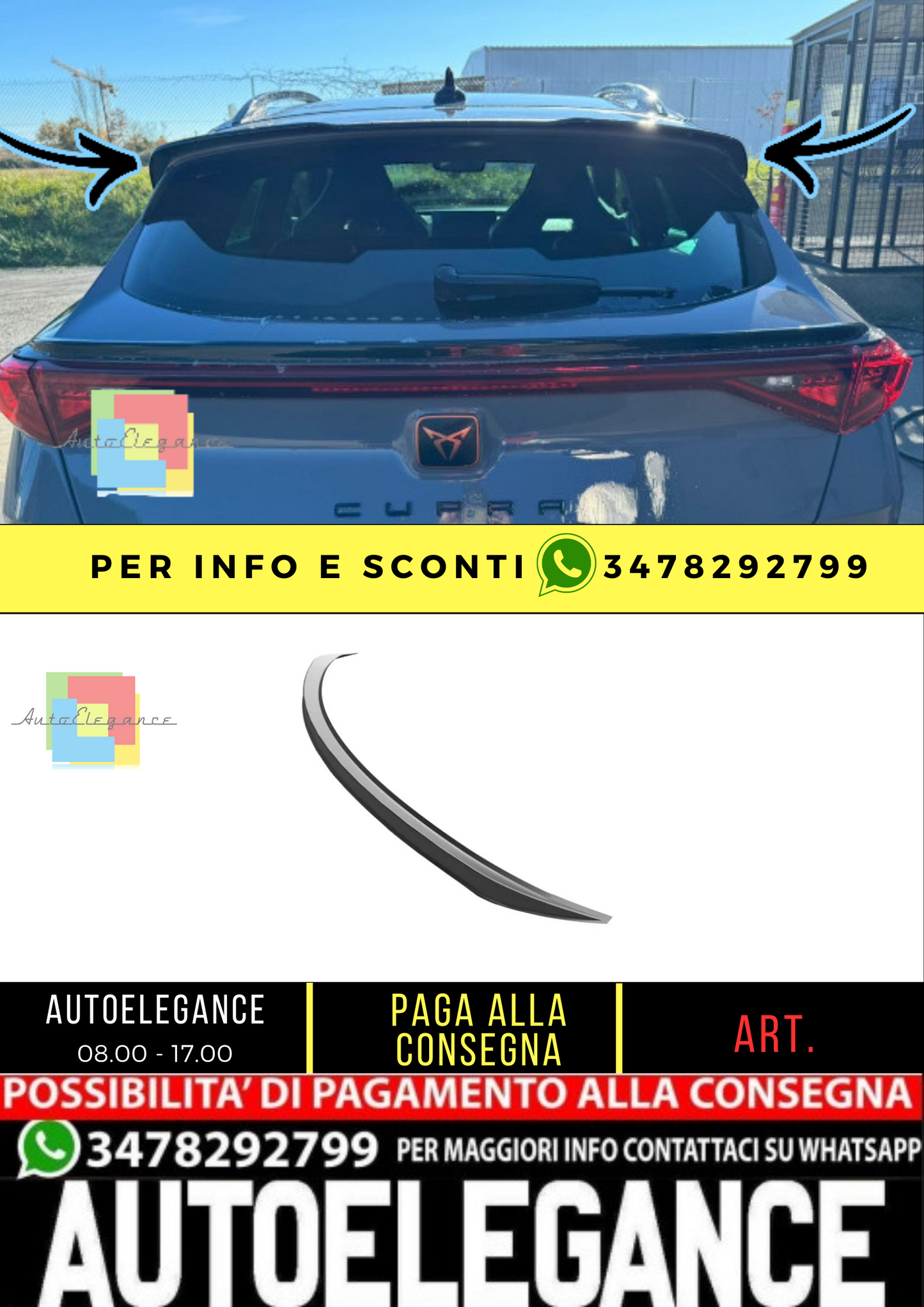 ❄️Spoiler tetto nero lucido adatto per CUPRA Formentor 2020+❄️