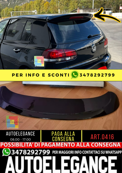 ✨0416 SPOILER SUL TETTO PER VW GOLF 6 VI 2008-2012 POSTERIORE NERO LUCIDO✨