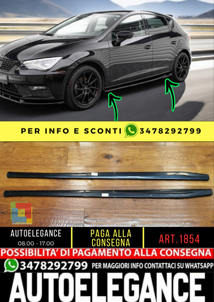 💥1854 sottominigonne nero lucido adatto per Seat Leon Cupra 5f 12-20 💥