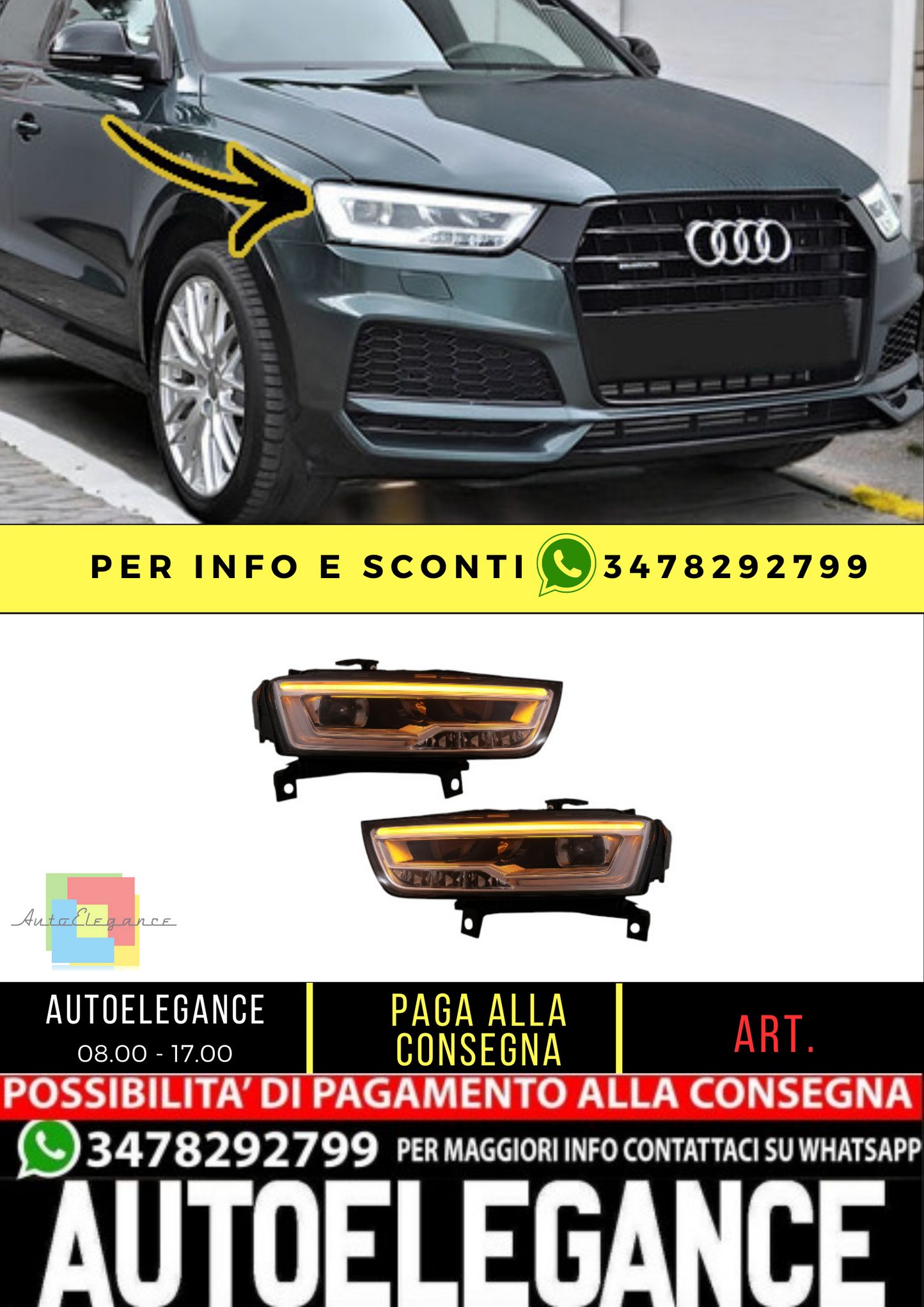 ✨Fari Full LED adatti per Audi Q3 8U Facelift 14-17 Conversione da Xenon a LED ✨