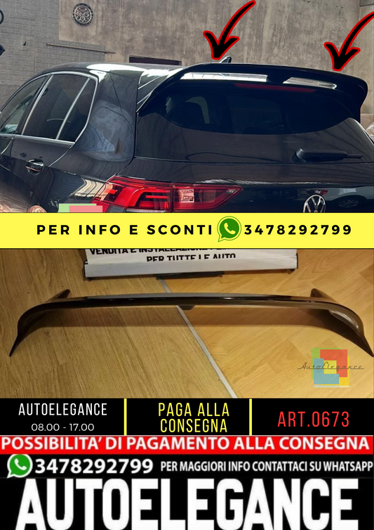 ⭐0673 VW GOLF 8 VIII 19+ REAR ROOF SPOILER RLINE LOOK GLOSS BLACK ABS ⭐ 