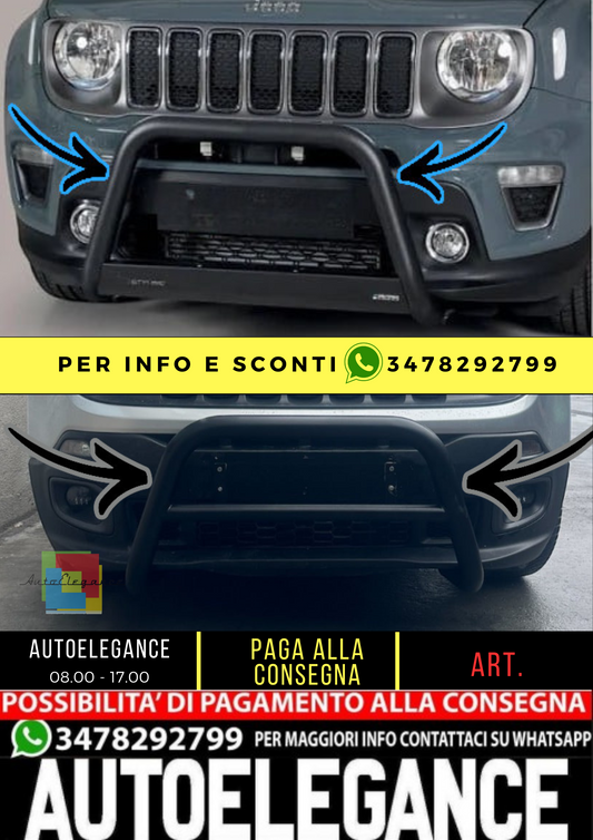 Black front bullbar suitable for jeep Renegade 