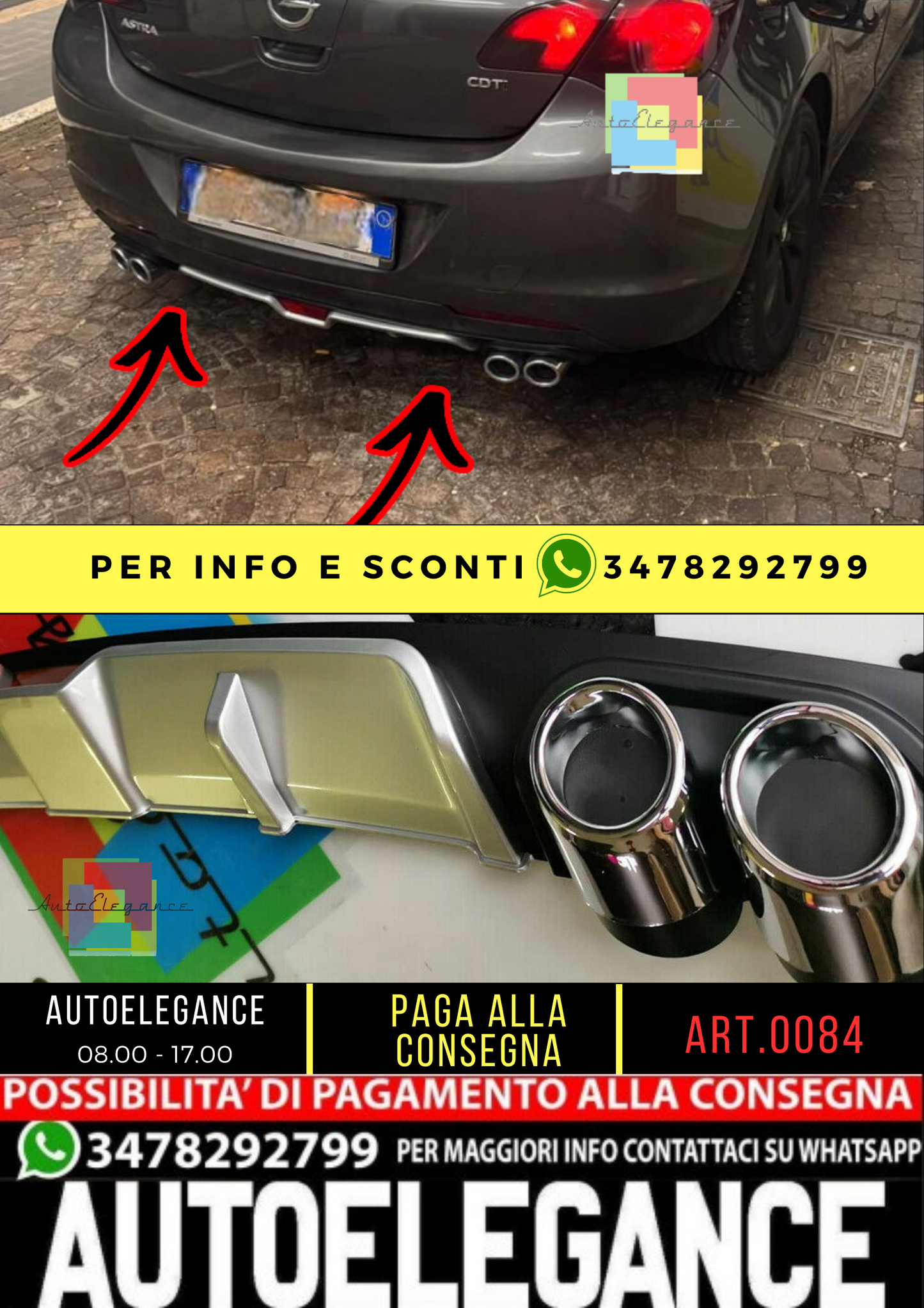 🔥0084 Diffusore adatto per opel astra J doppio terminale finto🔥