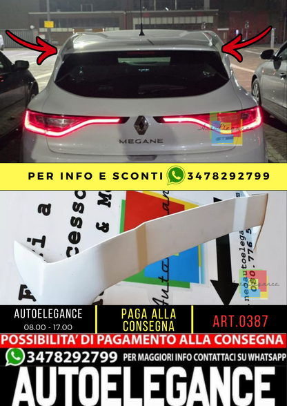 0387🔥RENAULT MEGANE 4 IV SPOILER POSTERIORE TETTO SPORTIVO RS ALETTONE 🔥