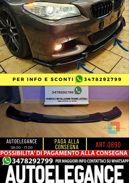 0890⭐SPLITTER SOTTO PARAURTI ANTERIORE BMW SERIE 5 F10 F11  ABS NERO LUCIDO MSP⭐