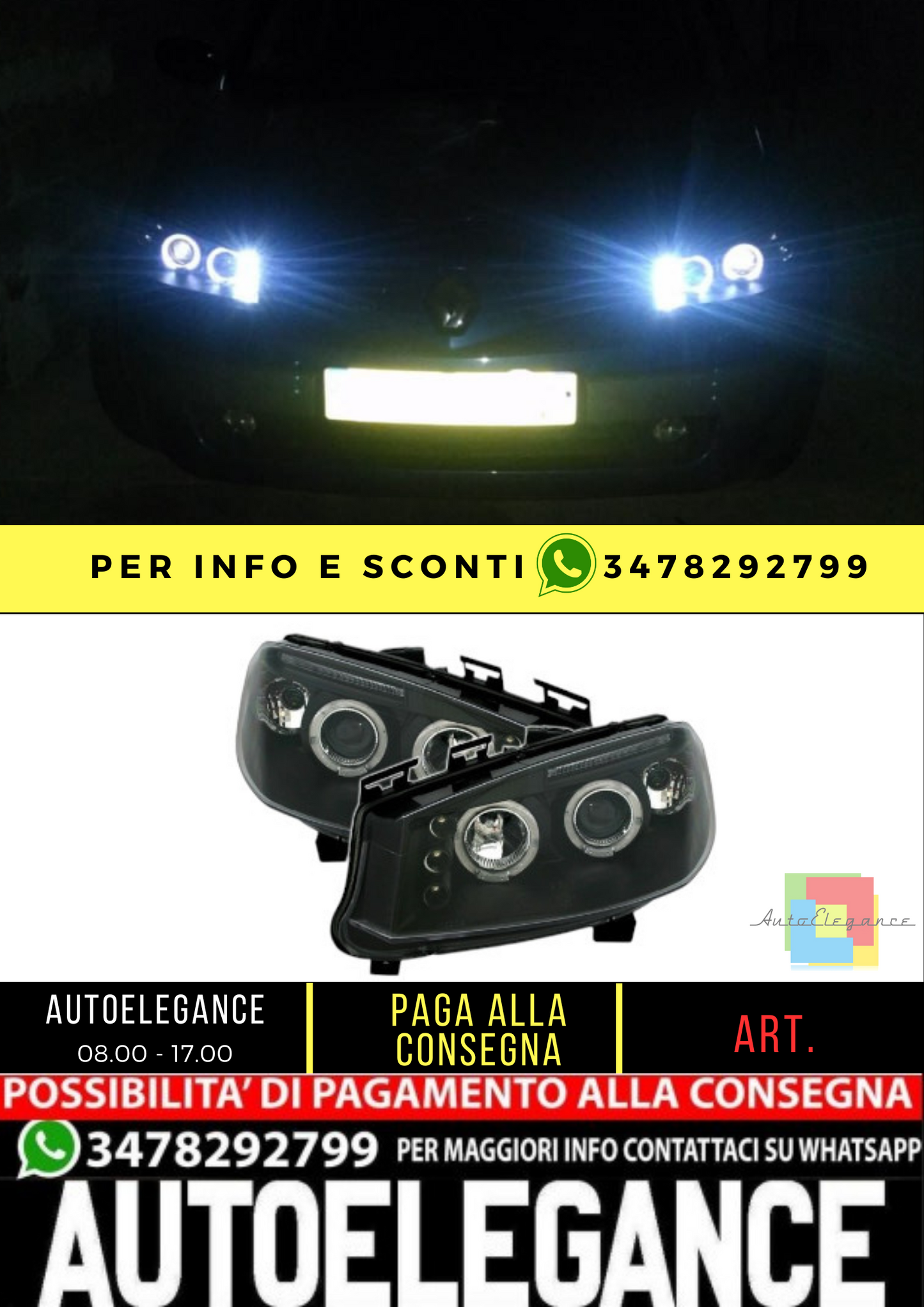 ✨Coppia fari anteriori adatto per Renault Megane Angel Eyes LED✨