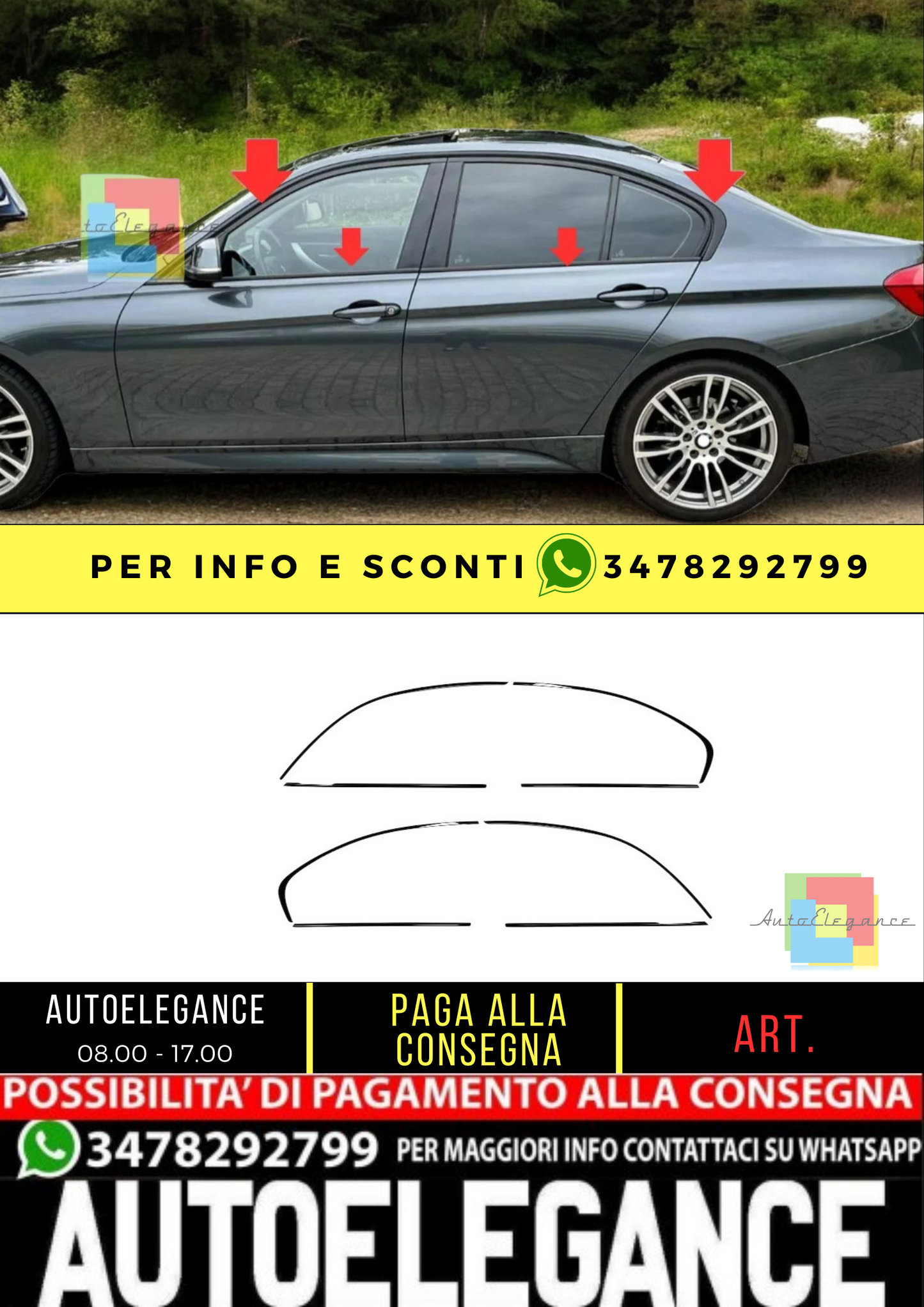 ⭐Copri fienstrini nero set di finiture BMW Serie 3 F30 Berlina 11-18⭐