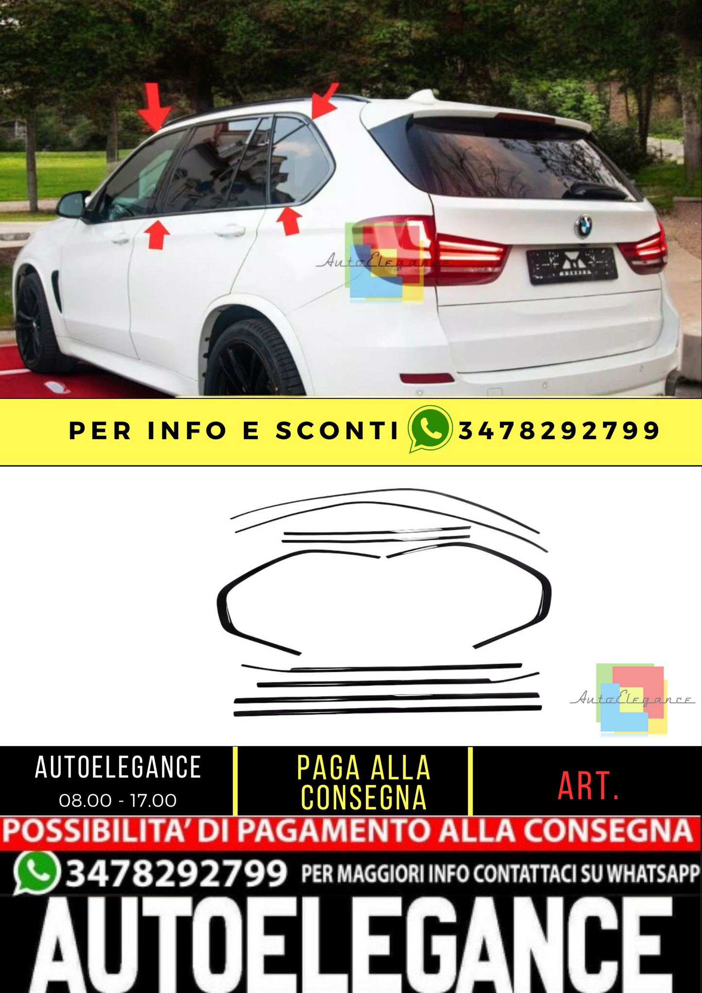 ⭐Copri fienstrini nero set di finiture BMW X5 F15 13-18⭐