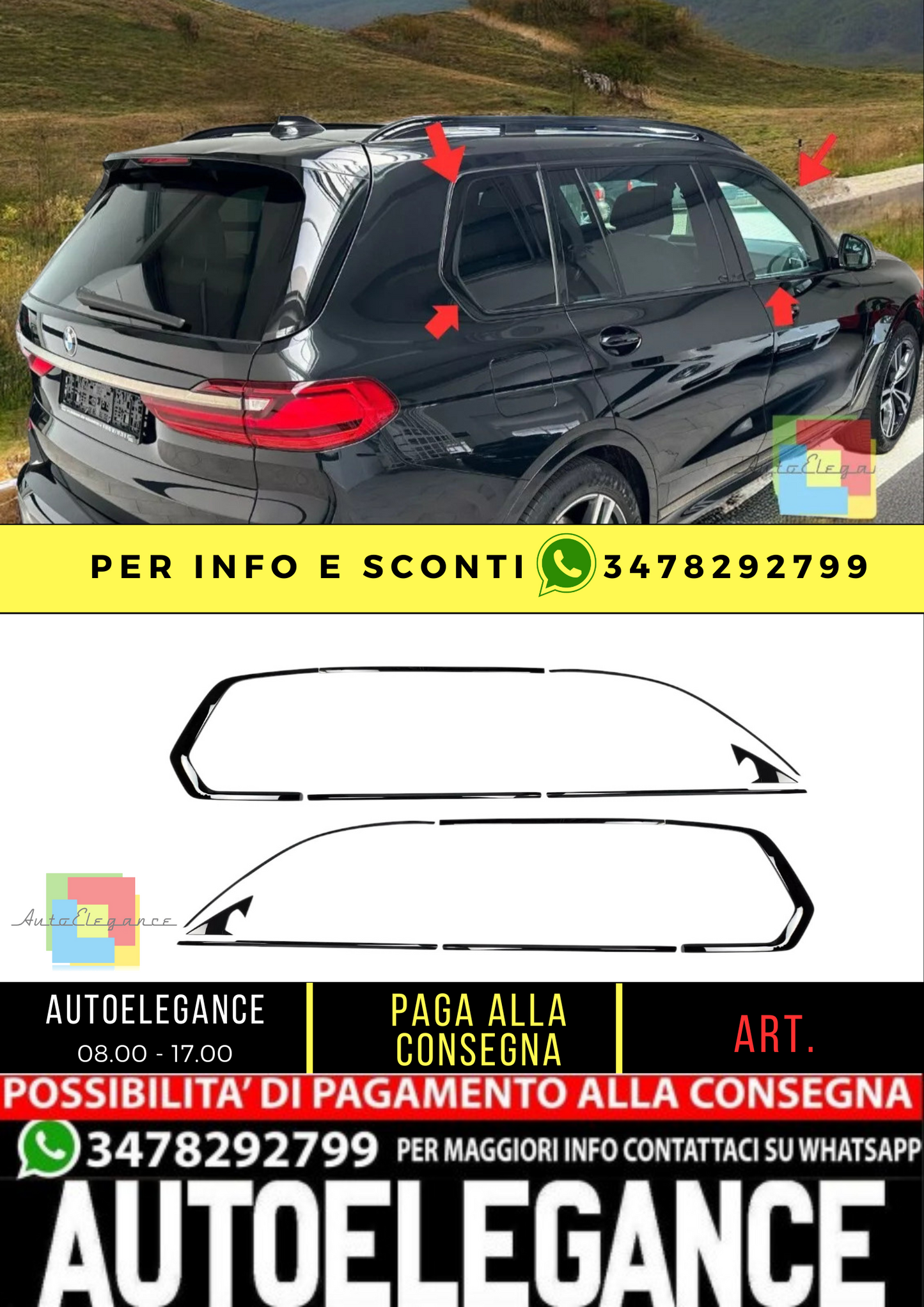 ⭐Copri fienstrini nero set di finiture BMW X7 G07 dal 2019⭐