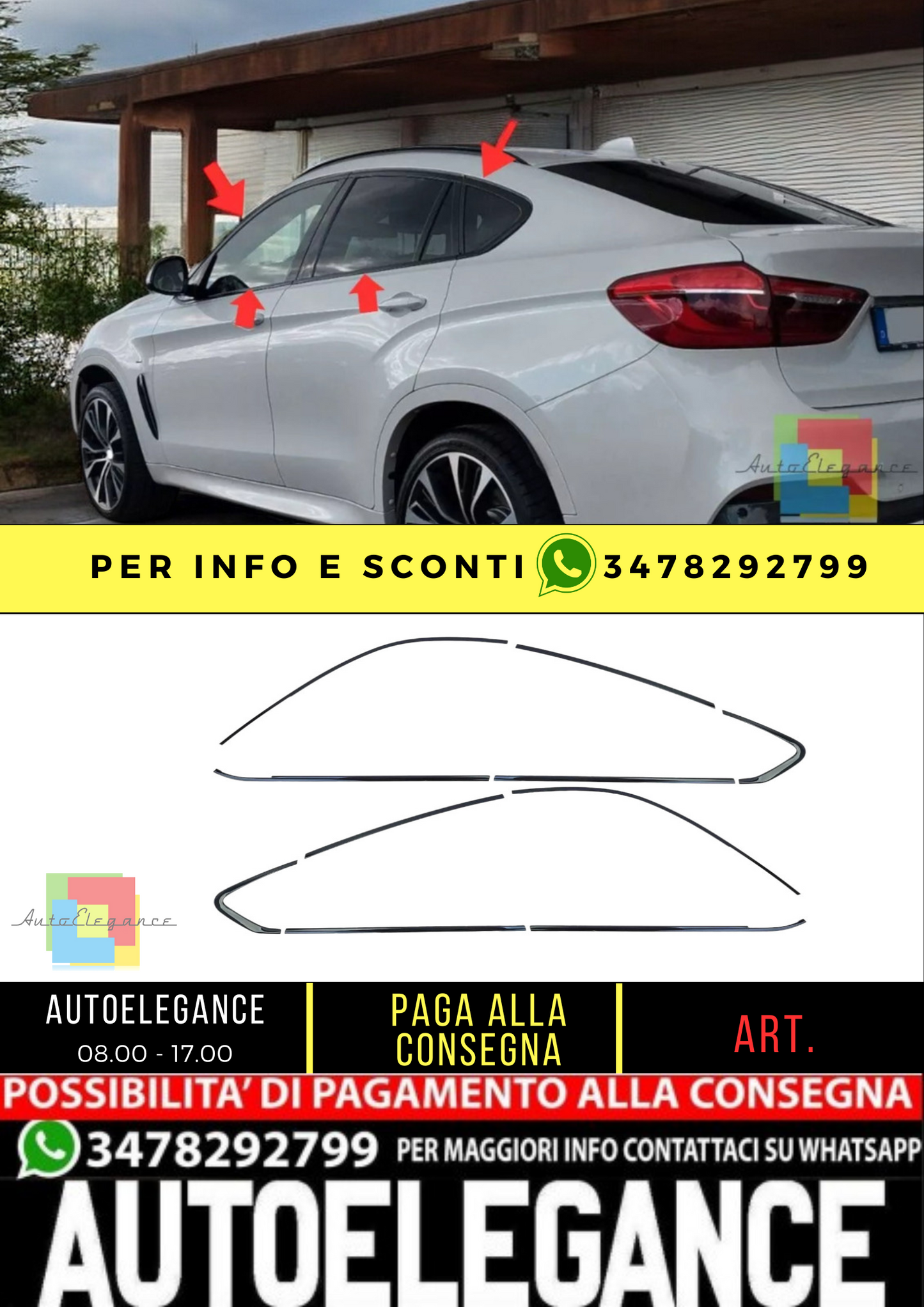 ⭐Copri fienstrini nero set di finiture BMW X6 F16 14-19⭐