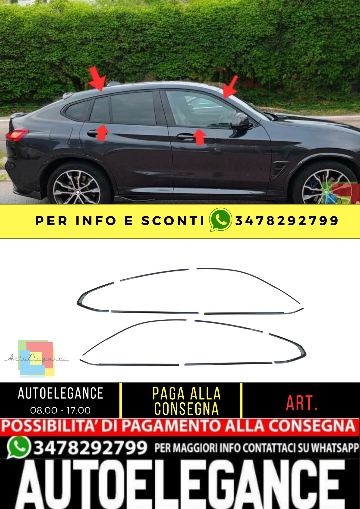 ⭐Copri fienstrini nero set di finiture BMW X4 G02 dal 2018⭐