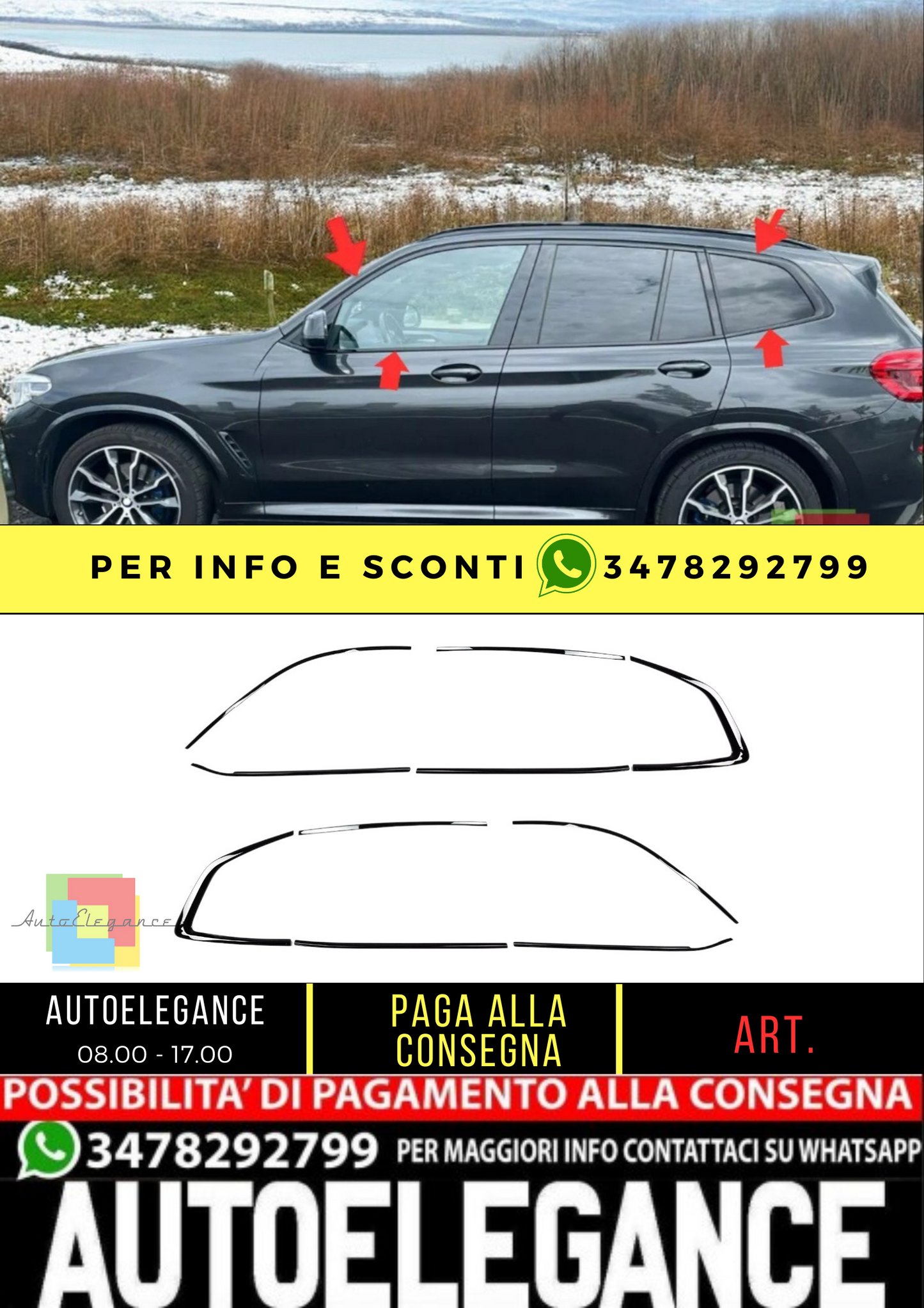⭐Copri fienstrini nero set di finiture BMW X3 G01 dal 2017⭐
