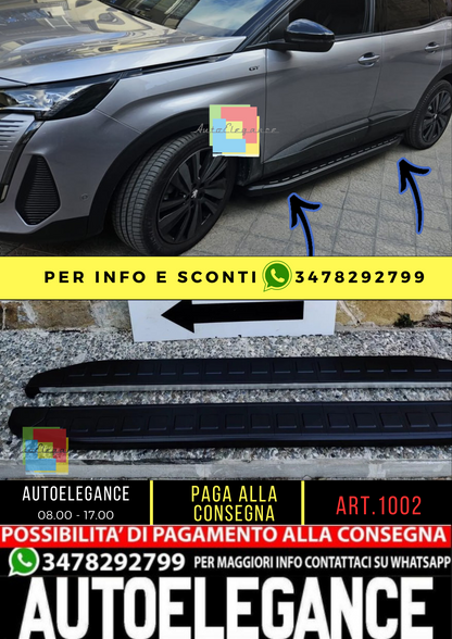 ⭐1002 PEDANE LATERALI PEUGEOT 3008 SOTTO PORTA ANTISCIVOLO NERE - NEW⭐