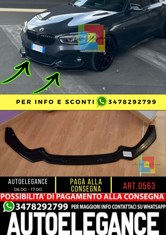⭐0563 SPLITTER SUITABLE FOR BMW 1 SERIES F20 F21 2015-2019 MSPORT LOOK GLOSSY BLACK⭐ 