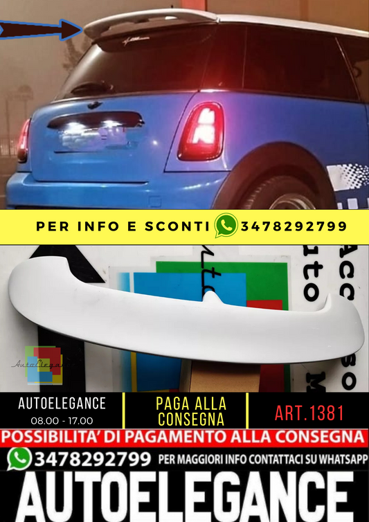 ⭐1381 SPOILER POSTERIORE SUL TETTO LOOK SPORTIVO PER MINI COOPER R56 2005-2014⭐