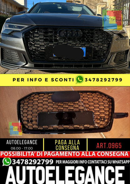 0965✨Griglia a nido d'ape griglia completa nera lucida adatta per Audi A6 C8 19✨