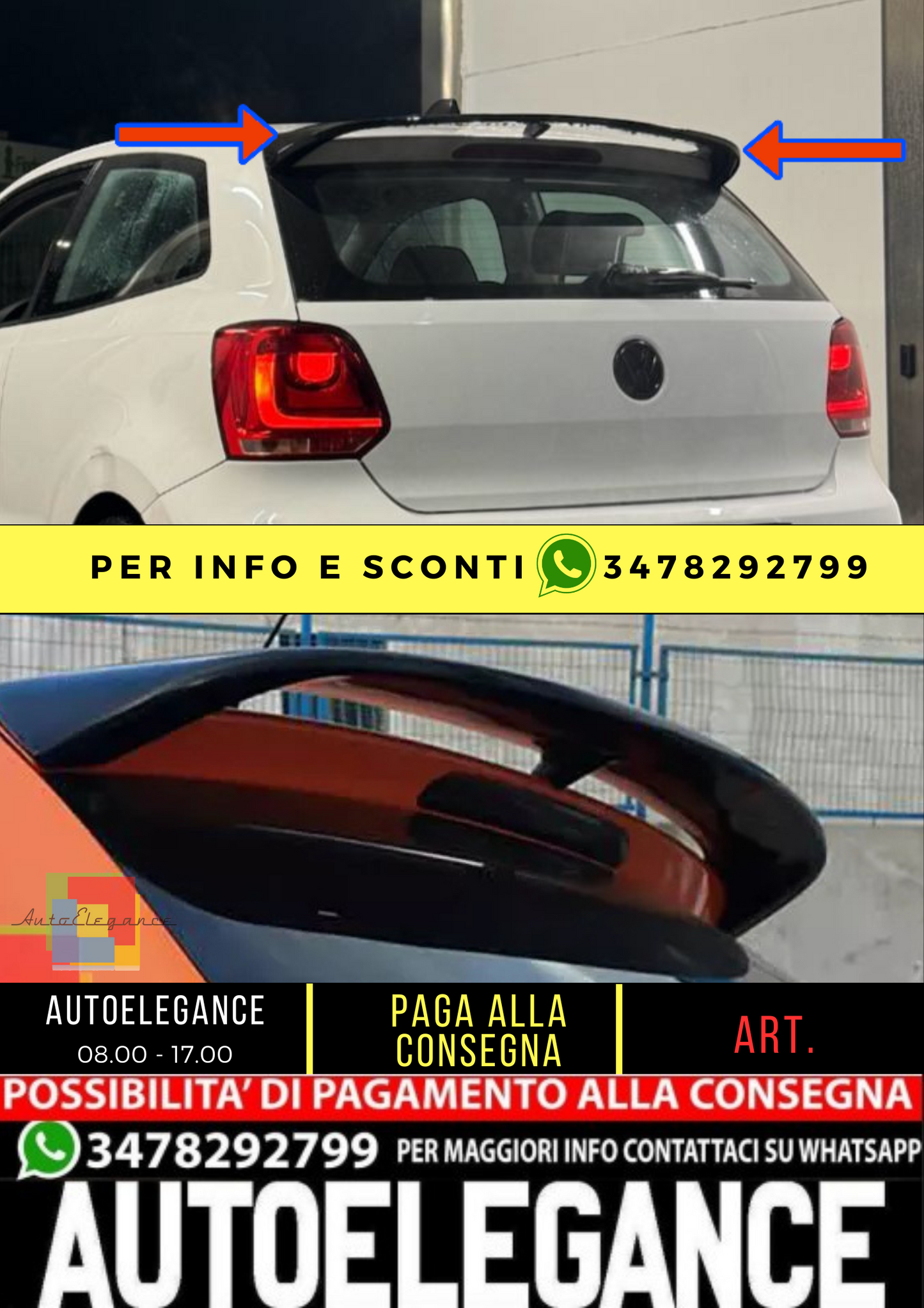 ⭐SPOILER SUL LUNOTTO POSTERIORE VW POLO 6R 2009+ LOOK WRC NON ADATTO PER GTI⭐