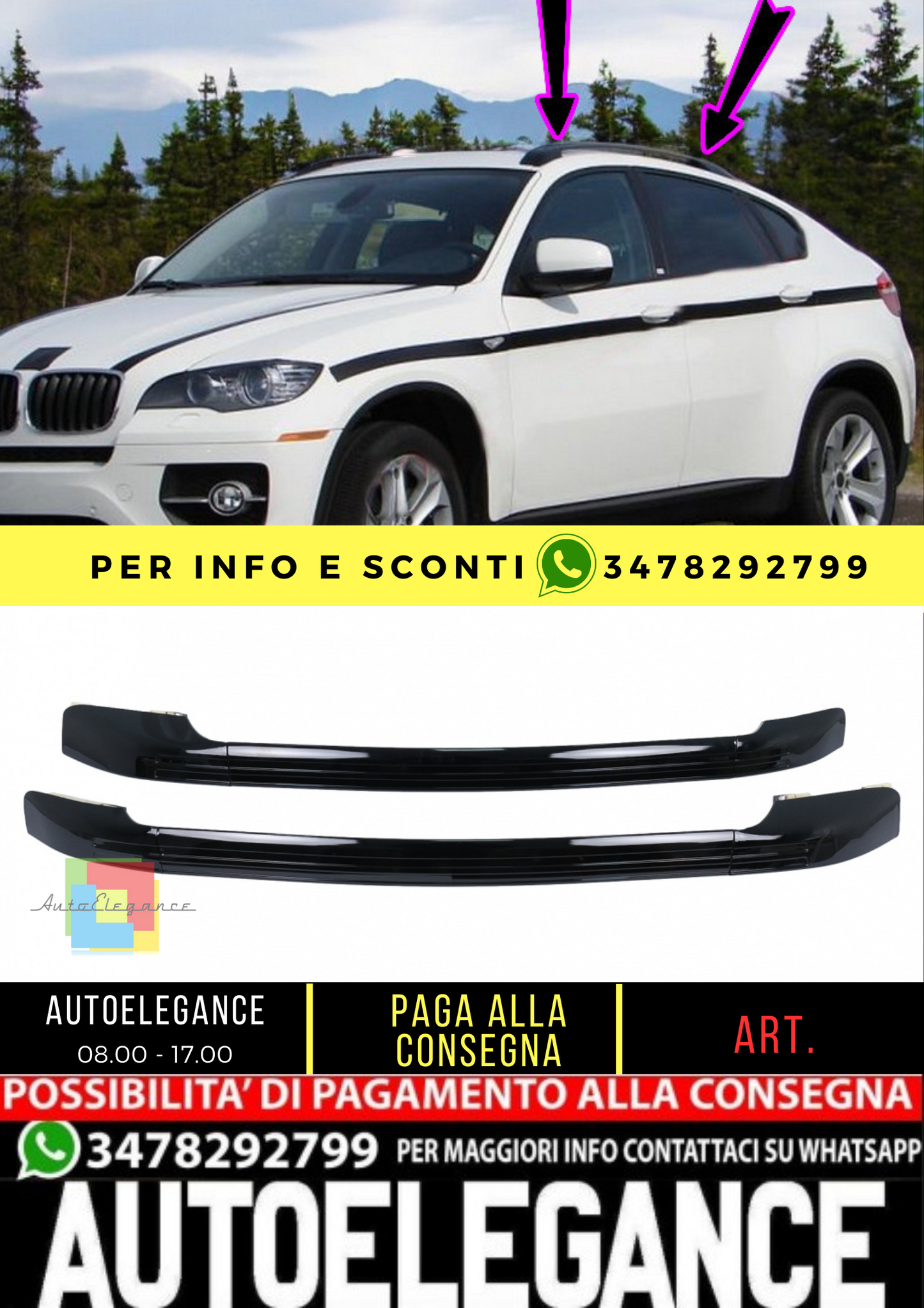 ⭐BARRE SUL TETTO  ADATTO PER BMW X6 E71 E72 (2008-2015) Black⭐