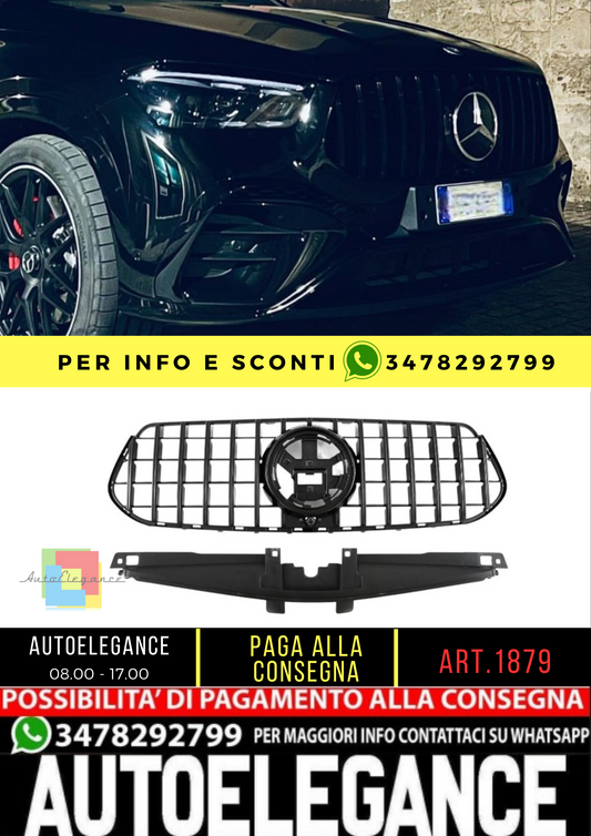 🔥1879 GRILLE SUITABLE FOR MERCEDES GLE W167 2024+ AMG GT LOOK GLOSSY BLACK🔥