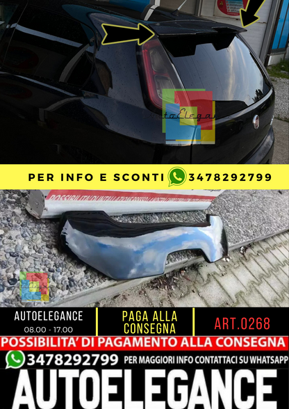 ☀️0268 ALETTONE SPORTIVO ADATTO FIAT PUNTO EVO GRANDE PUNTO SPOILER TETTO NERO☀️
