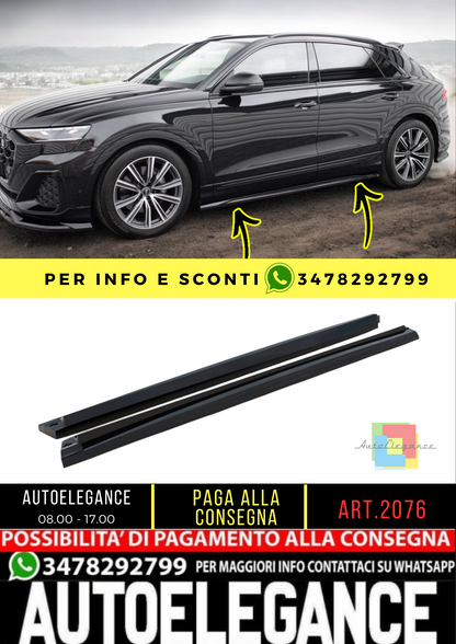 ⭐2076 UNDER SKIRTS SUITABLE FOR AUDI Q8 2019-2023 GLOSSY BLACK⭐