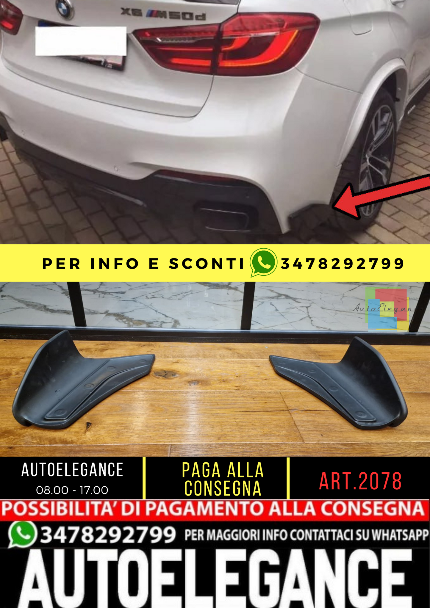 💥2078 FLAP DIFFUSORE ADATTO PER BMW X6 F16 2014-2019 TUNING GREZZO💥