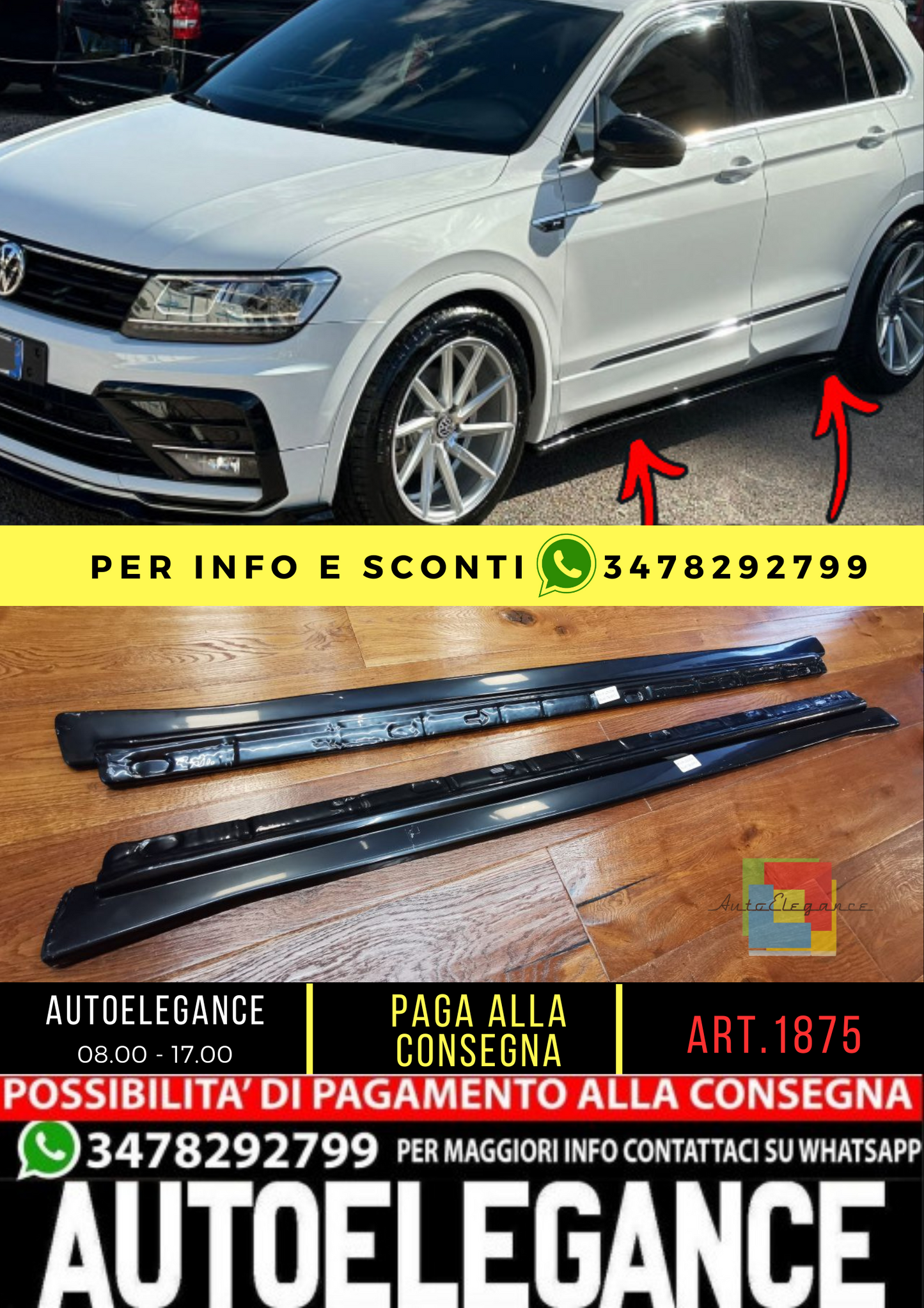 ✨Minigonne laterali adatti per VW Volkswagen Tiguan MK 2 R Line 15-20 2 Pcs) ✨