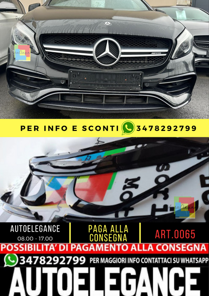 0065⭐ MERCEDES A W176 15-18 SPLITTER PER PARAURTI ANTERIORE AMG A45 ABS NERO ⭐