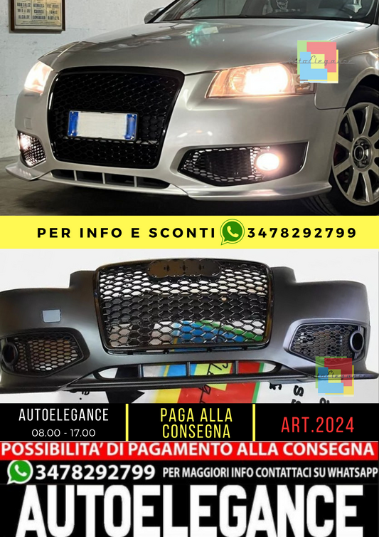 2024⭐PARAURTI ANTERIORE ADATTO PER AUDI A3 8P 2005-2008 LOOK RS3⭐
