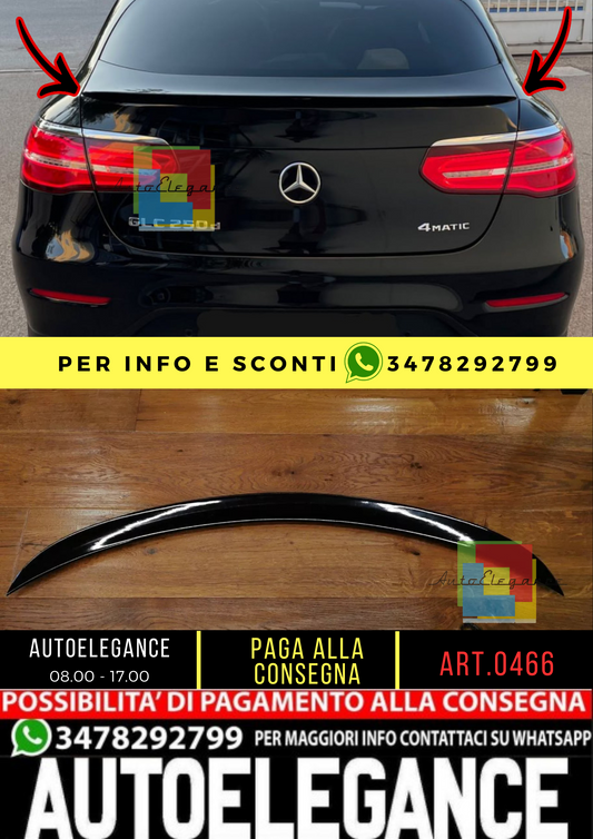 0466⭐SPOILER POSTERIORE AMG COFANO MERCEDES GLC COUPE C253 15+ NERO LUCIDO ABS⭐