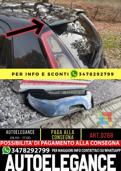 ⭐0268 ALETTONE SPORTIVO ADATTO FIAT PUNTO EVO GRANDE PUNTO SPOILER TETTO NERO⭐