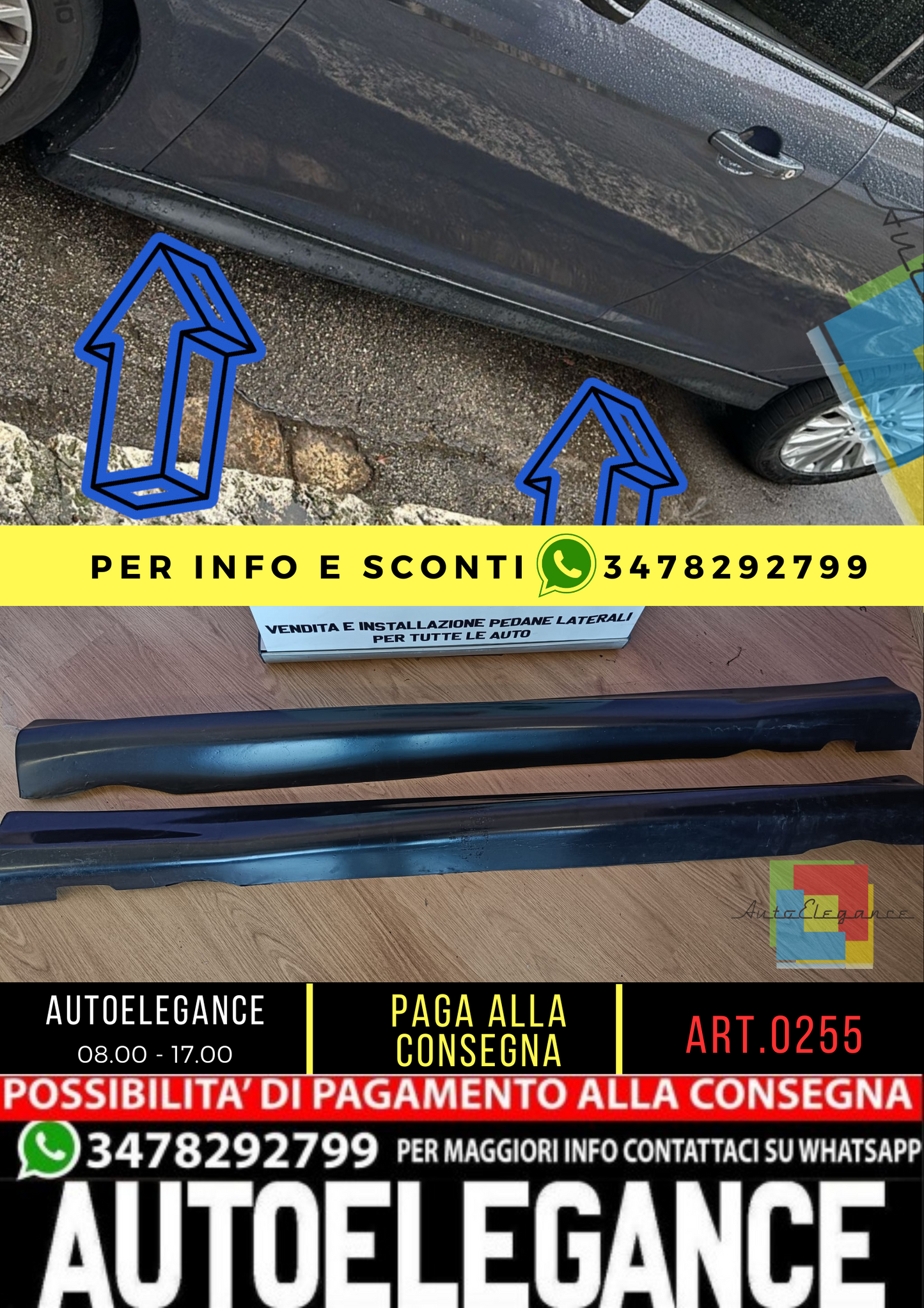 🔥0255 FORD FOCUS III 2011-2018 MINIGONNE LATERALI ABS LOOK ST SOTTO PORTA🔥