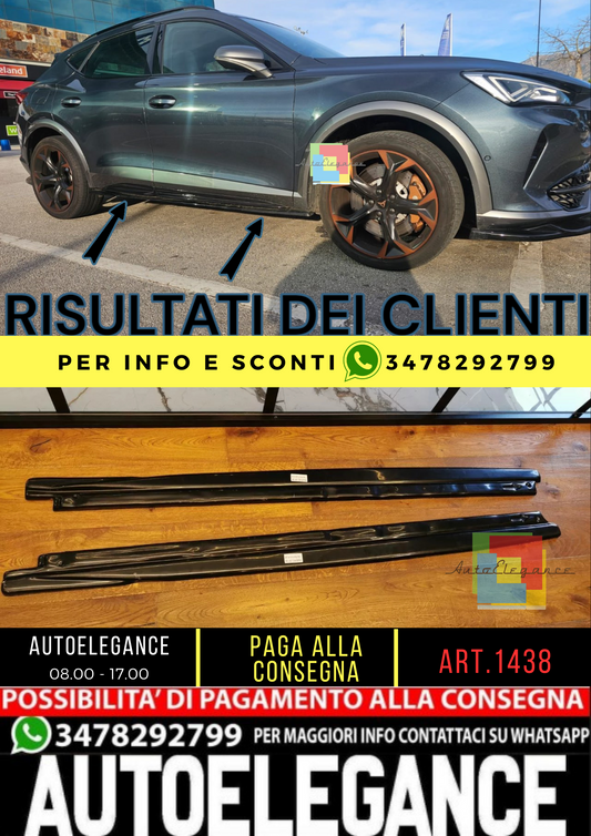 1438⭐SOTTO MINIGONNE ADATTE PER CUPRA FORMENTOR 2020+ NERO LUCIDO LOOK SPORTIVE⭐