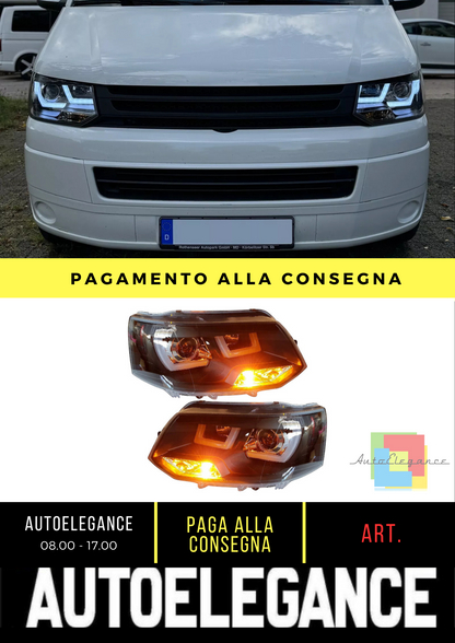 💎FANALI U LED ADATTO PER VW T5 09-15 NERO MULTIVAN TRANSPORTER KIT LIFTING💎