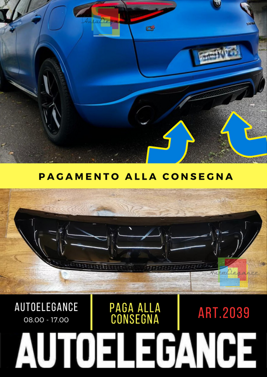 2039⭐DIFFUSORE ADATTO PER ALFA ROMEO STELVIO 949 2016-2020 NERO LUCIDO⭐